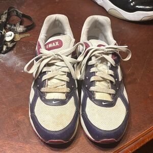 Nike Air Max Sneakers in Cream and Dark Purple and blue